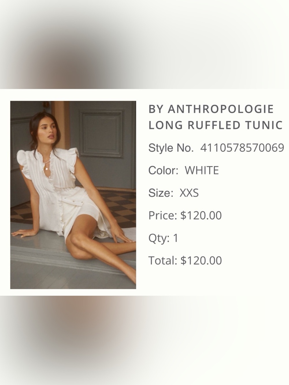 Anthropologie White Ruffled Tunic
